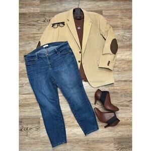 Loft Plus Modern Skinny Jean Slim Pockets Curvy Stretch Tapered Ankle Sz: 18